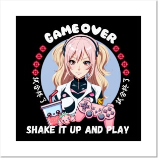 Strawberry milkshake Gamer girl Posters and Art